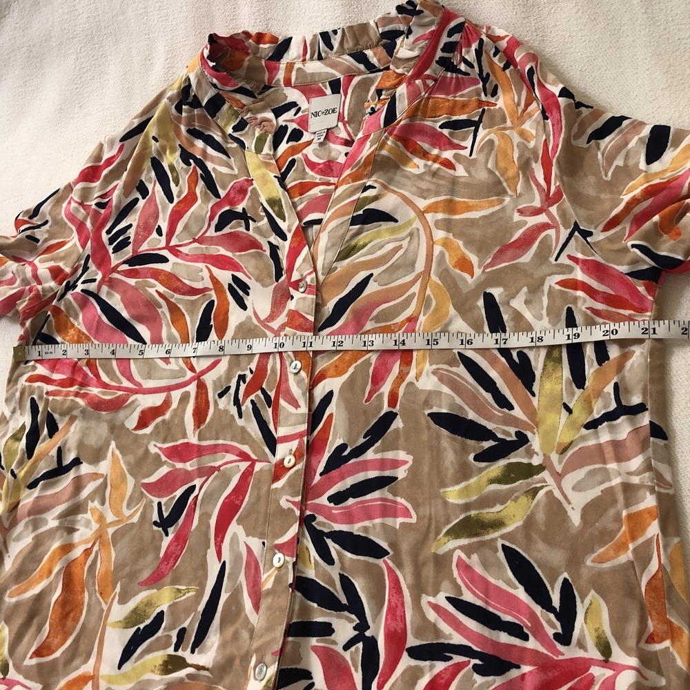 NIC+ZOE Shirt Womens Medium Multicolor Floral V Neck Button Long Sleeve Top - Picture 7 of 9